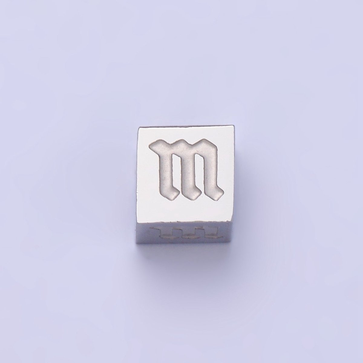 Stainless Steel Initial Letter A-Z Old English Gothic Alphabet Font 5mm Silver Bead | A-950-A-962