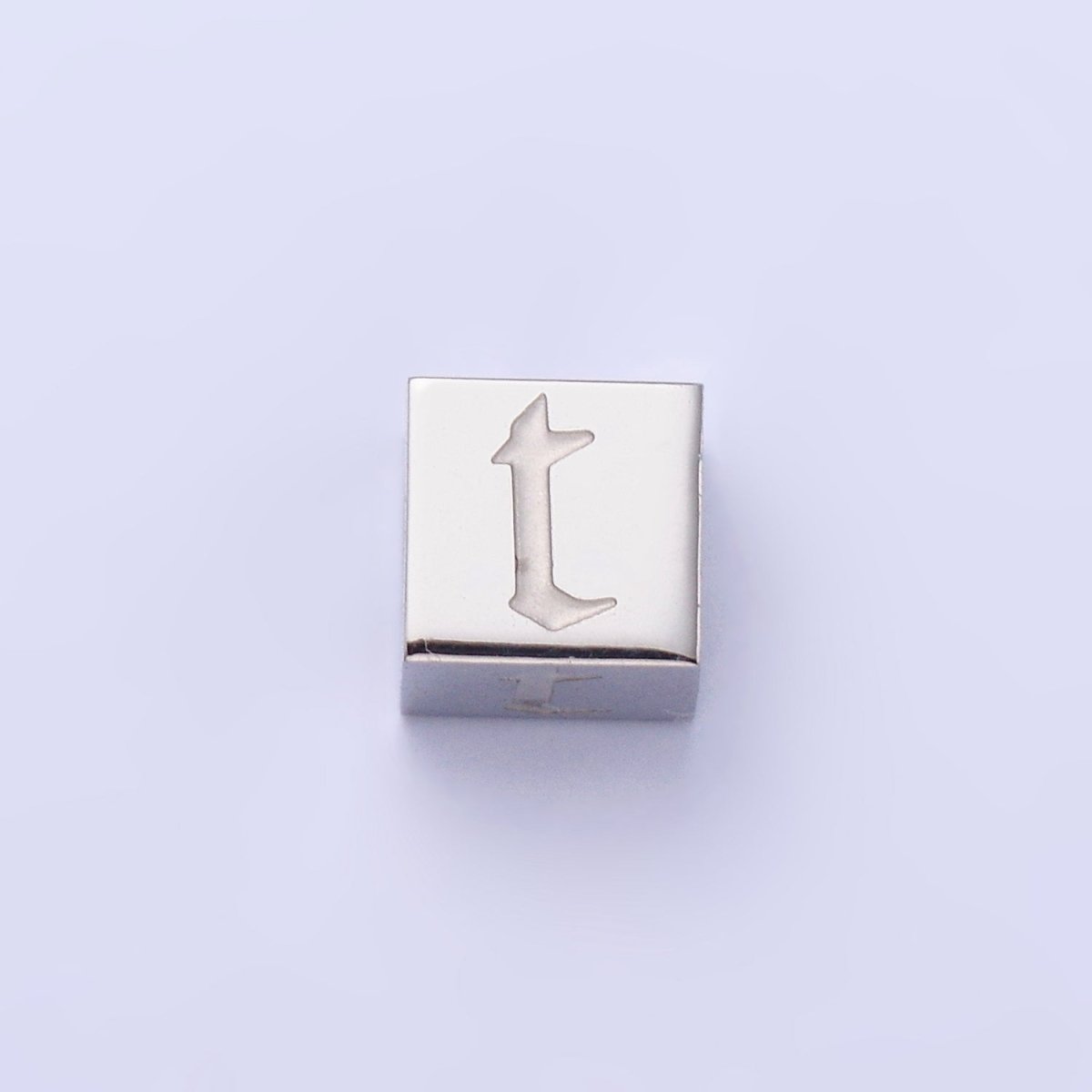 Stainless Steel Initial Letter A-Z Old English Gothic Alphabet Font 5mm Silver Bead | A-950-A-962