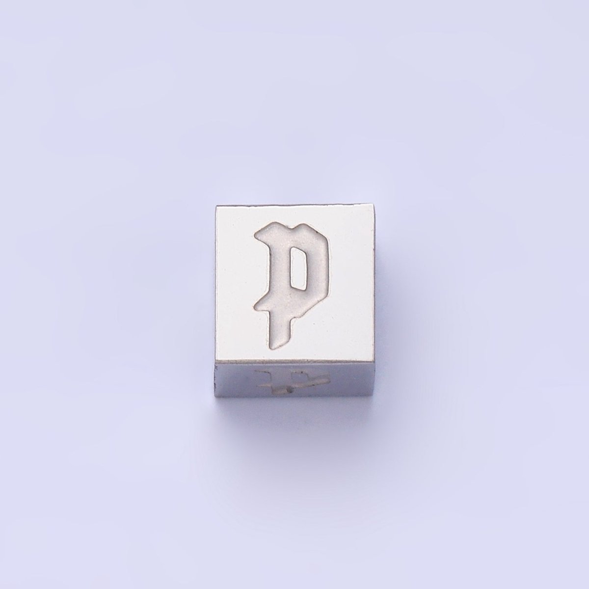 Stainless Steel Initial Letter A-Z Old English Gothic Alphabet Font 5mm Silver Bead | A-950-A-962