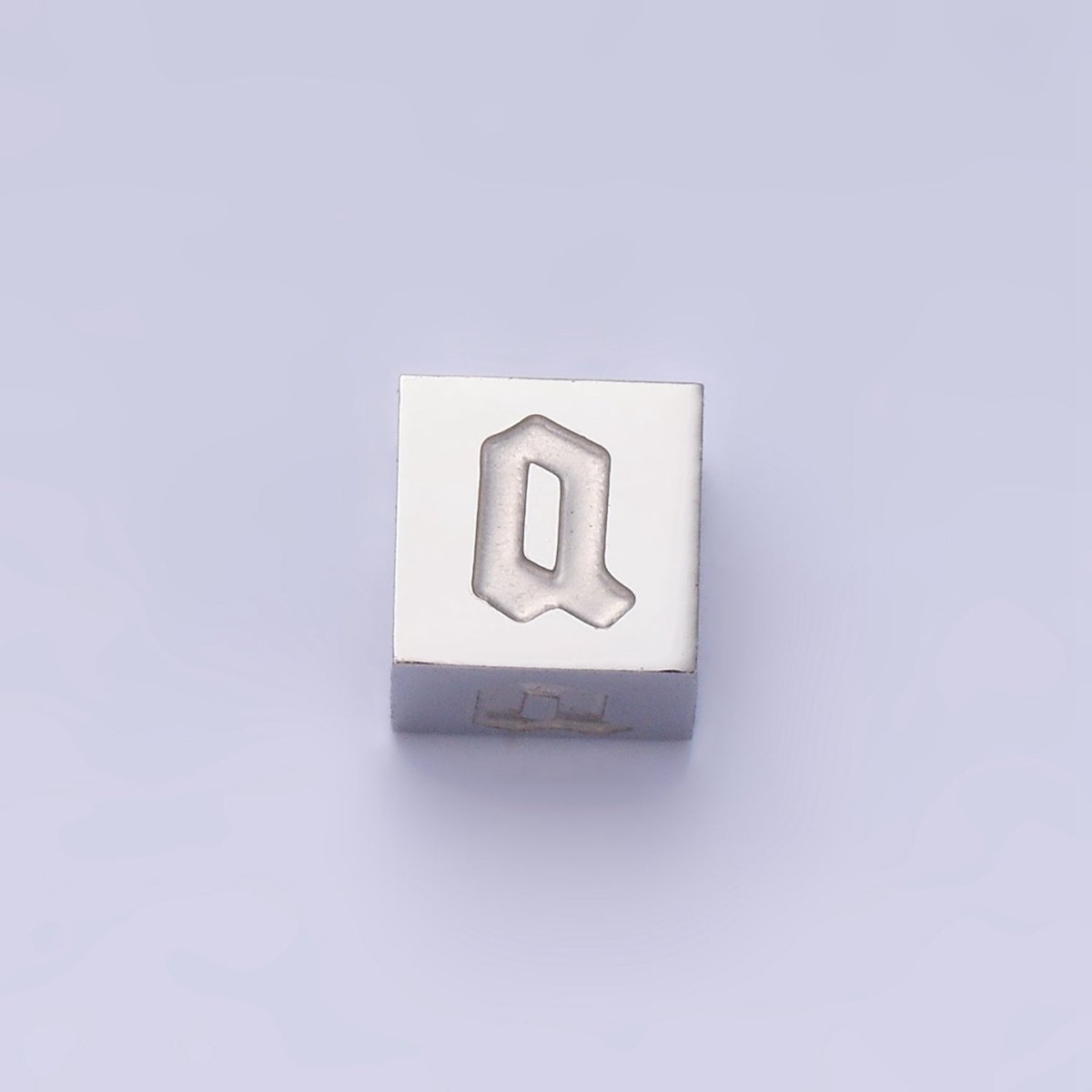 Stainless Steel Initial Letter A-Z Old English Gothic Alphabet Font 5mm Silver Bead | A-950-A-962