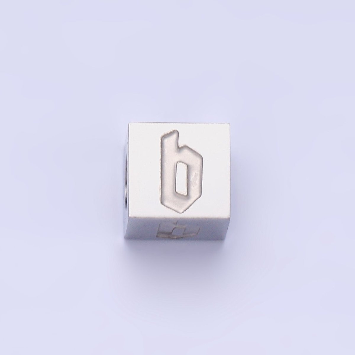 Stainless Steel Initial Letter A-Z Old English Gothic Alphabet Font 5mm Silver Bead | A-950-A-962