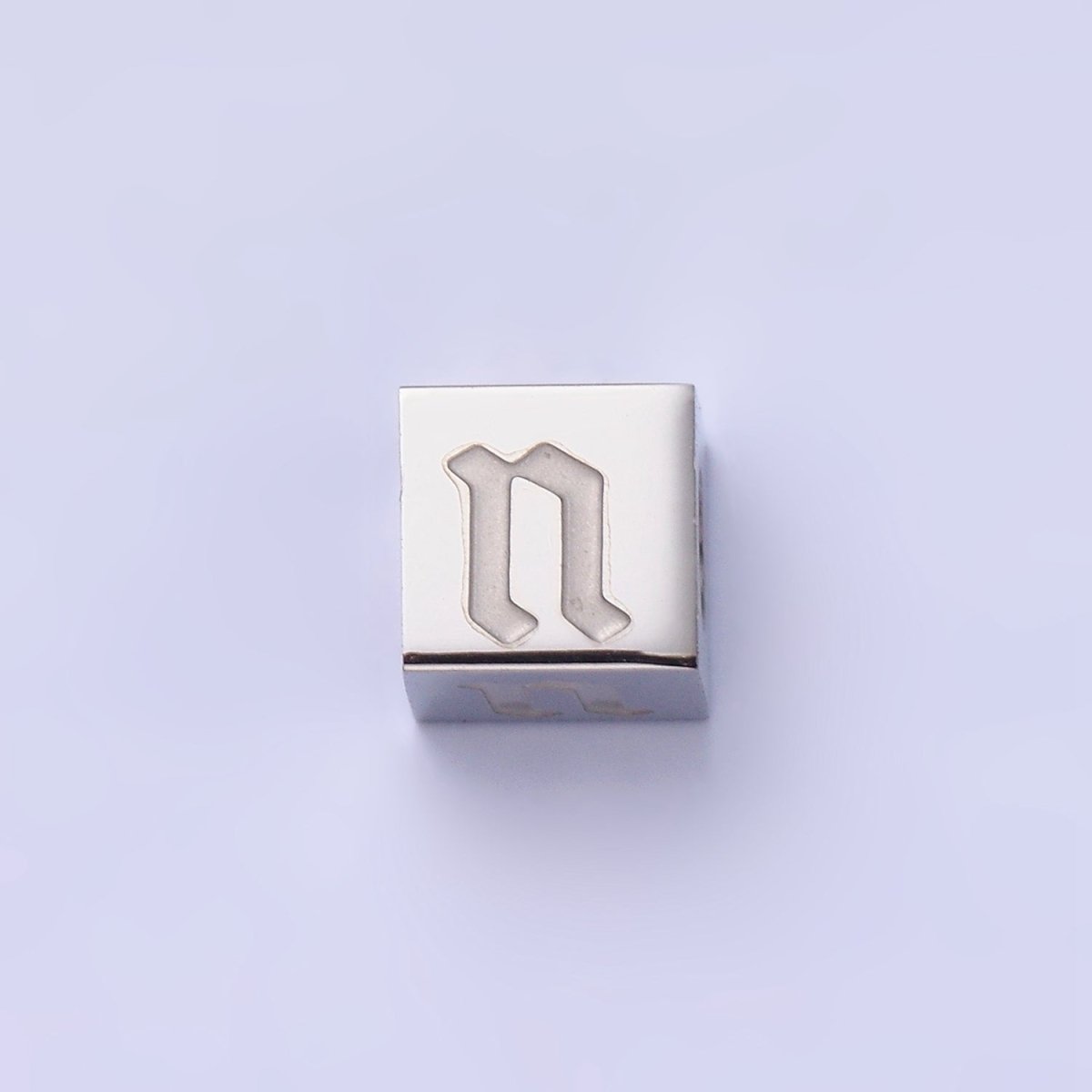 Stainless Steel Initial Letter A-Z Old English Gothic Alphabet Font 5mm Silver Bead | A-950-A-962