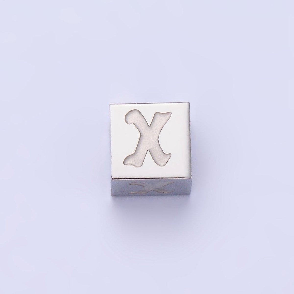Stainless Steel Initial Letter A-Z Old English Gothic Alphabet Font 5mm Silver Bead | A-950-A-962