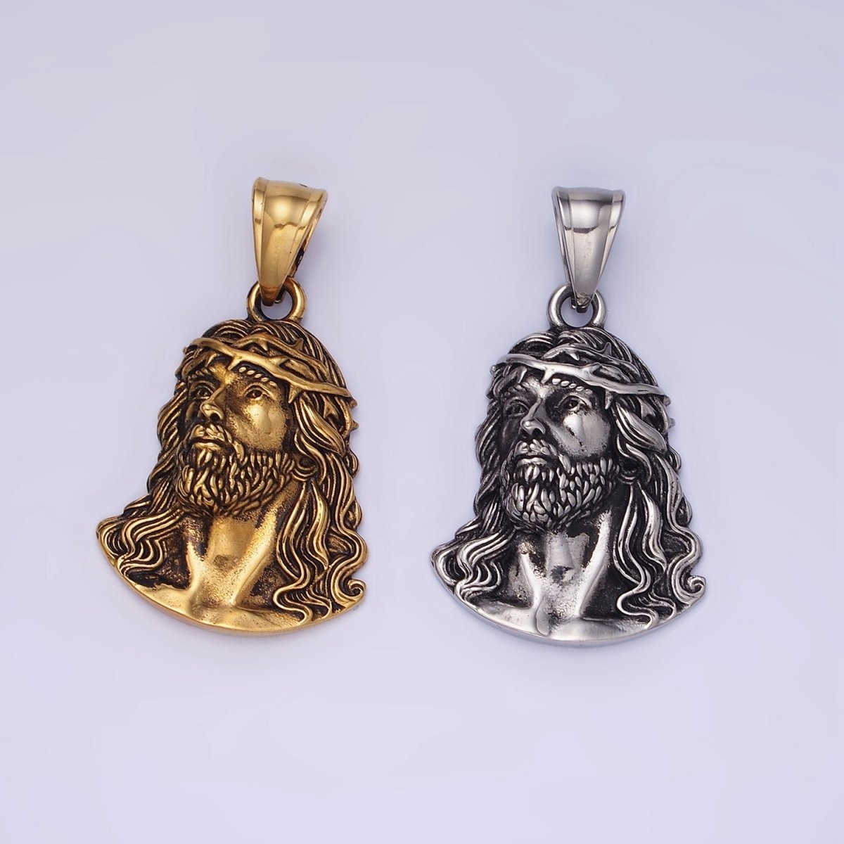 Stainless Steel Jesus Christ Religious Figure Pendant in Gold & Silver | P1213