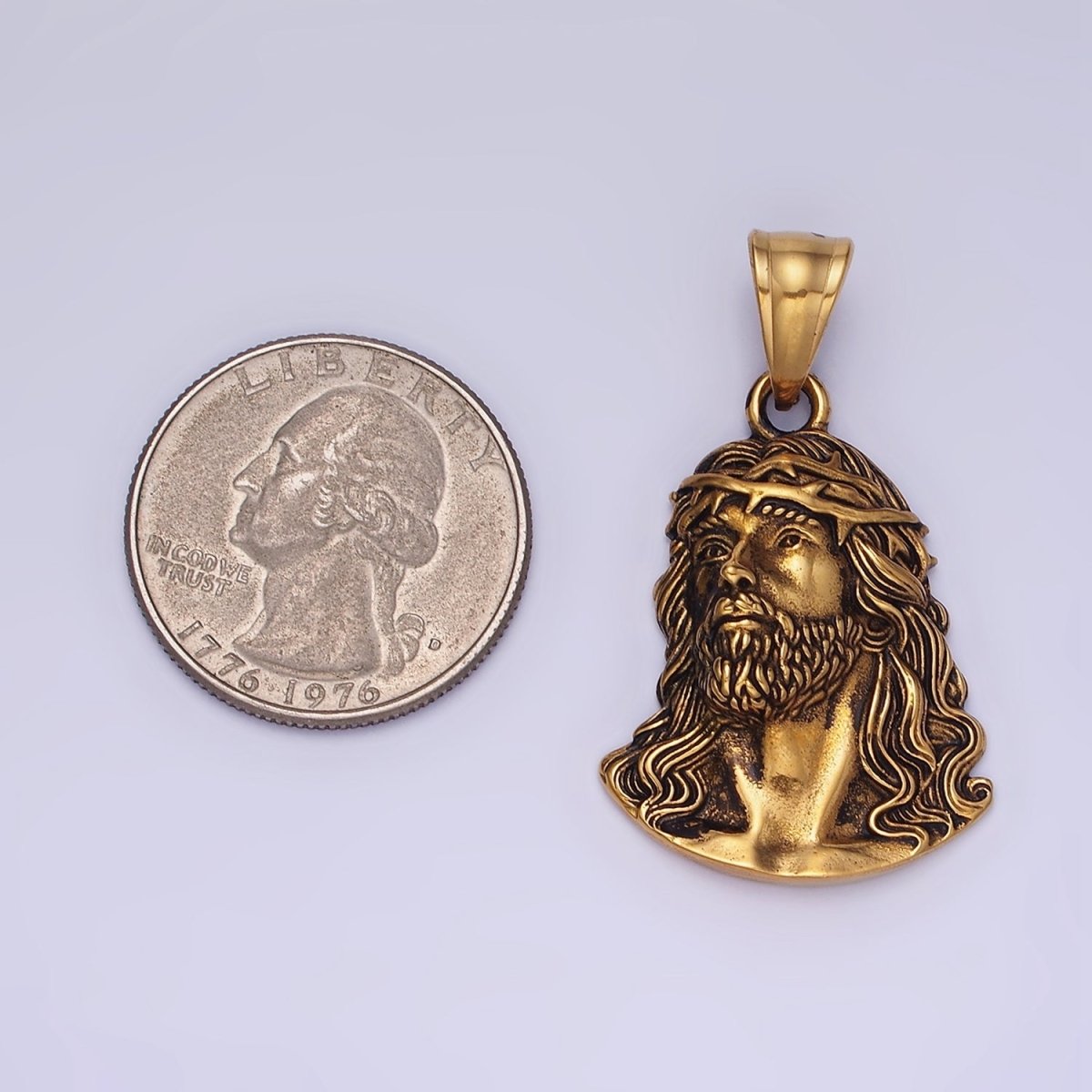 Stainless Steel Jesus Christ Religious Figure Pendant in Gold & Silver | P1213