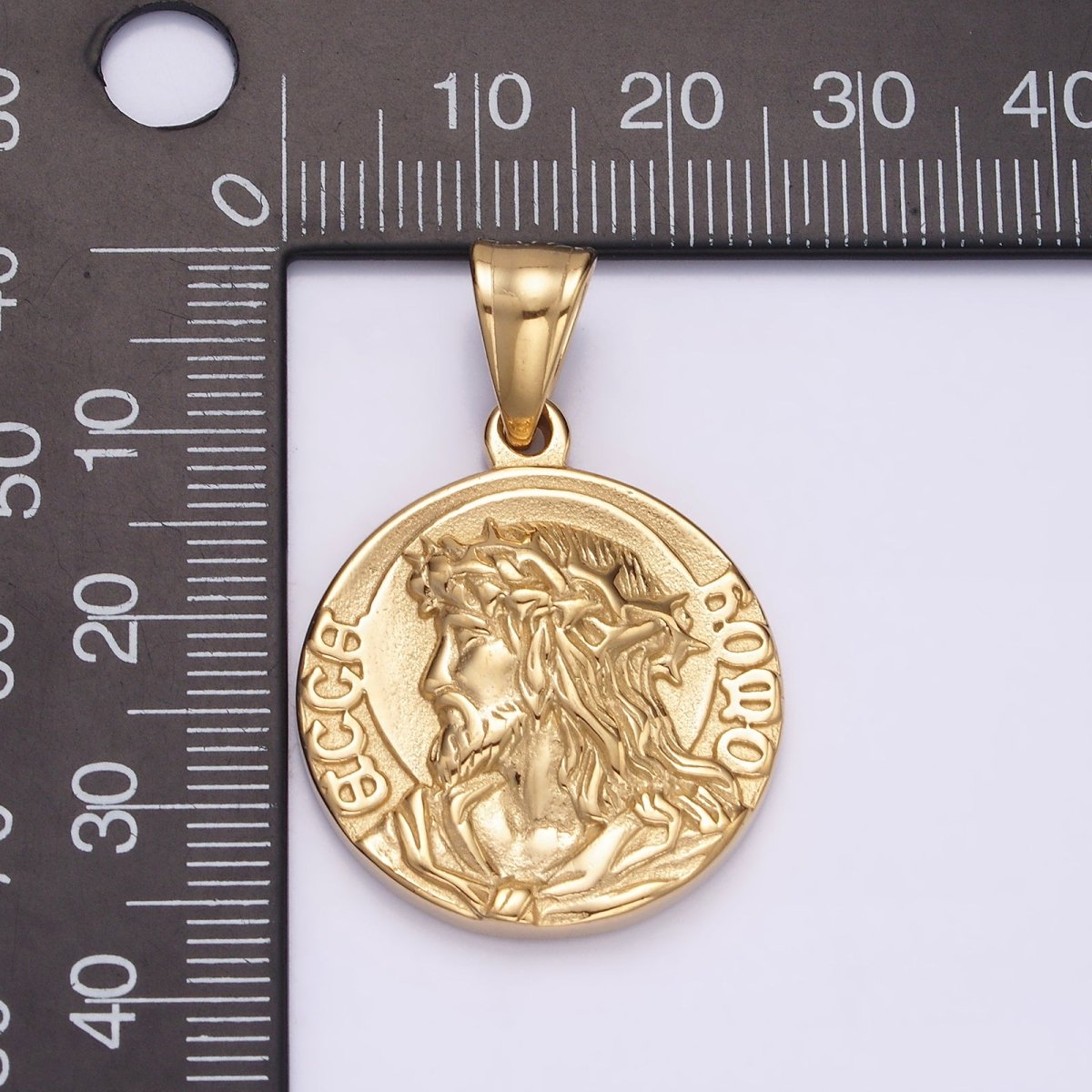 Stainless Steel Jesus Serenity Prayer Script Engraved Double Sided Round Pendant in Silver & Gold | P-821 P-822