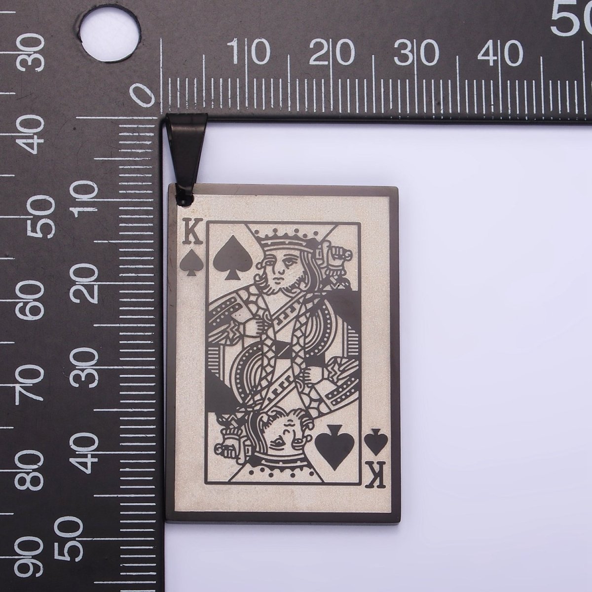 Stainless Steel King of Heart Pendant King of Skull Charm Poker Playing Card in Gold & Silver | P1439