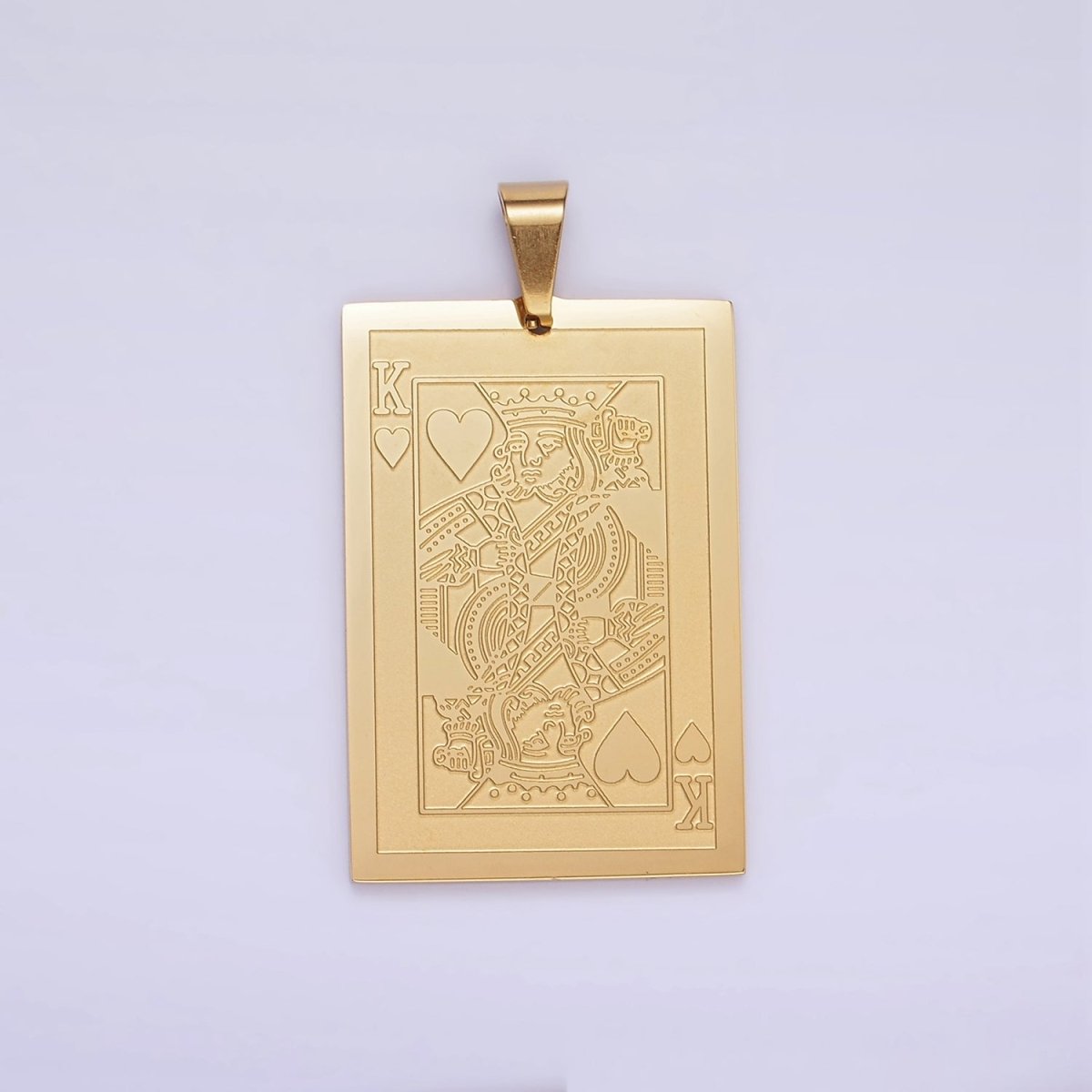 Stainless Steel King of Heart Pendant King of Skull Charm Poker Playing Card in Gold & Silver | P1439