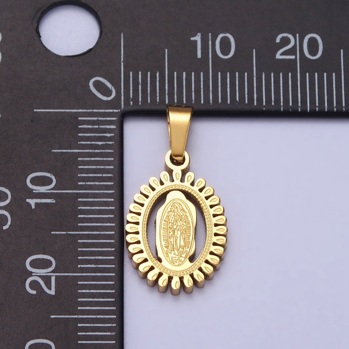 Stainless Steel Lady Guadalupe Virgin Mary Open Oval Pendant in Gold & Silver J-626 J-639