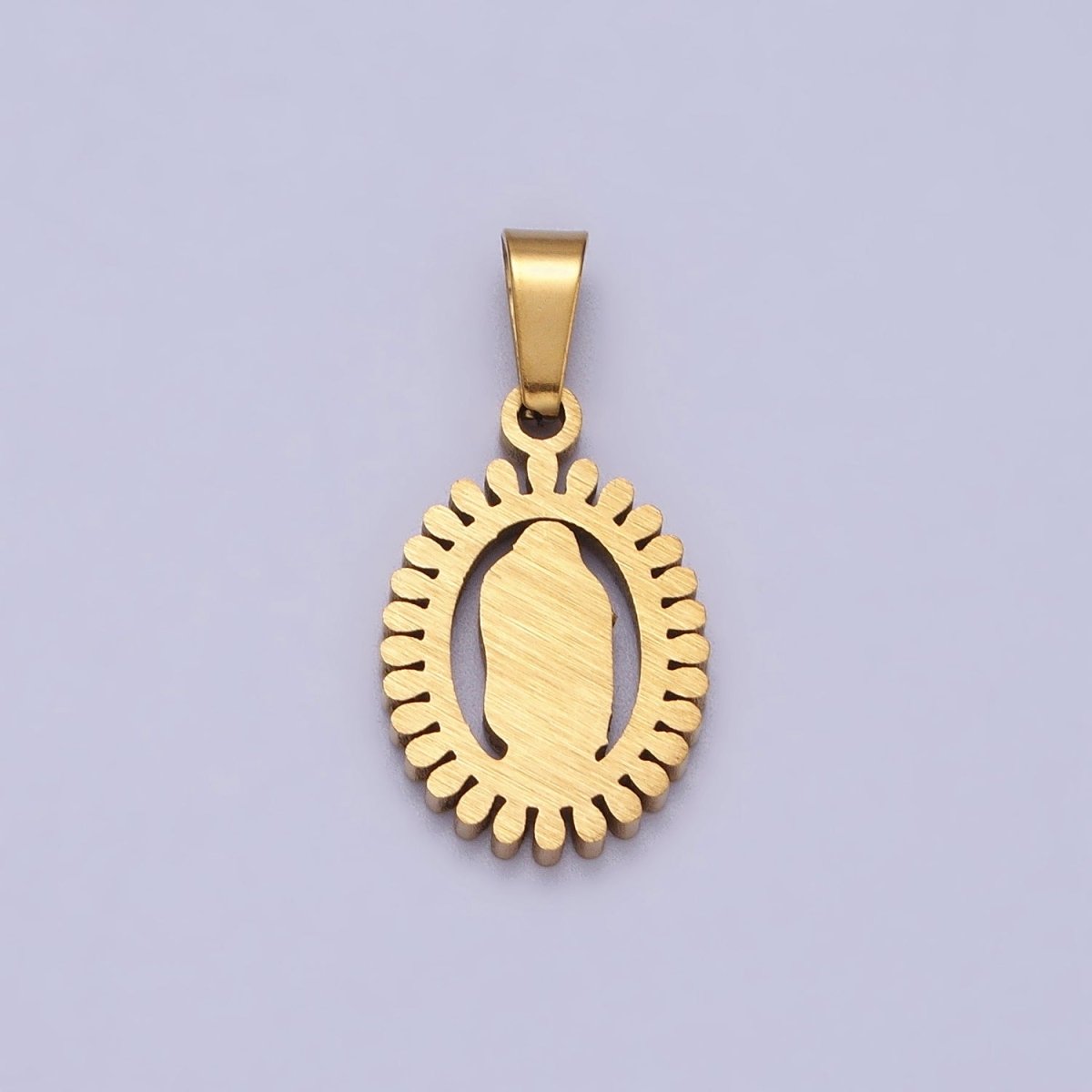 Stainless Steel Lady Guadalupe Virgin Mary Open Oval Pendant in Gold & Silver J-626 J-639
