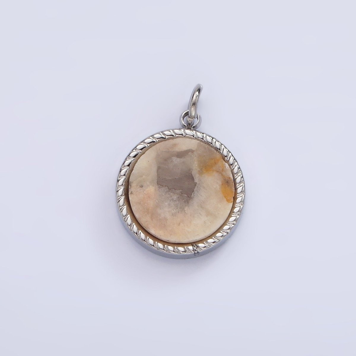 Stainless Steel Lapis Lazuli, Sunstone, Zoisite, Tourmaline, Aventurine Braided Round Charm in Gold & Silver | P-698 ~P-707