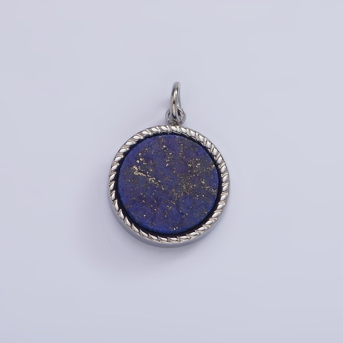 Stainless Steel Lapis Lazuli, Sunstone, Zoisite, Tourmaline, Aventurine Braided Round Charm in Gold & Silver | P-698 ~P-707