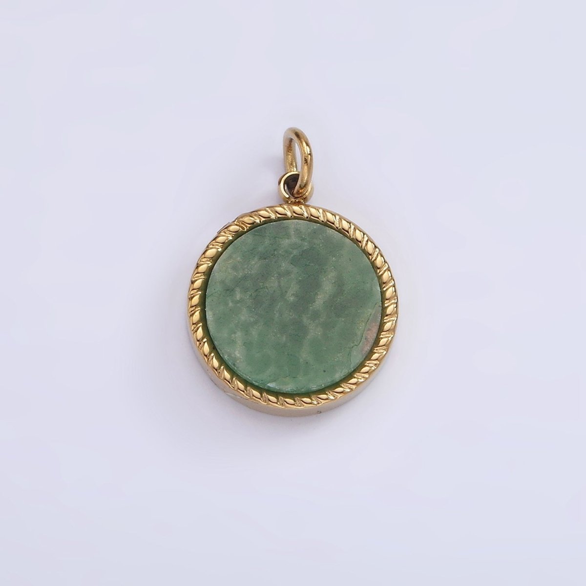 Stainless Steel Lapis Lazuli, Sunstone, Zoisite, Tourmaline, Aventurine Braided Round Charm in Gold & Silver | P-698 ~P-707