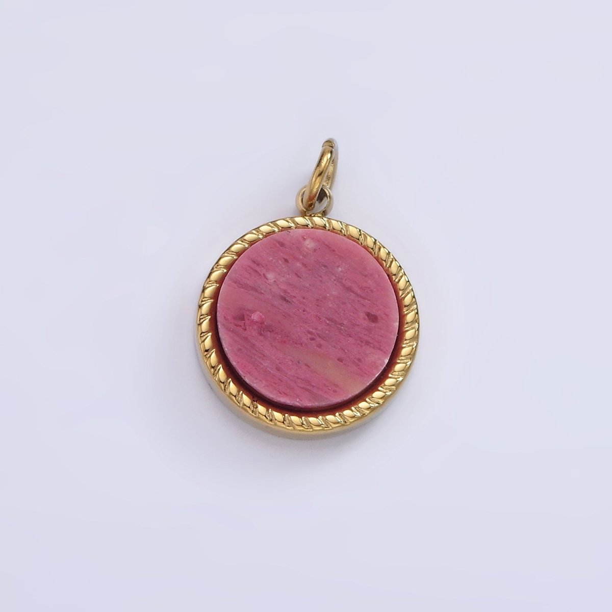 Stainless Steel Lapis Lazuli, Sunstone, Zoisite, Tourmaline, Aventurine Braided Round Charm in Gold & Silver | P-698 ~P-707