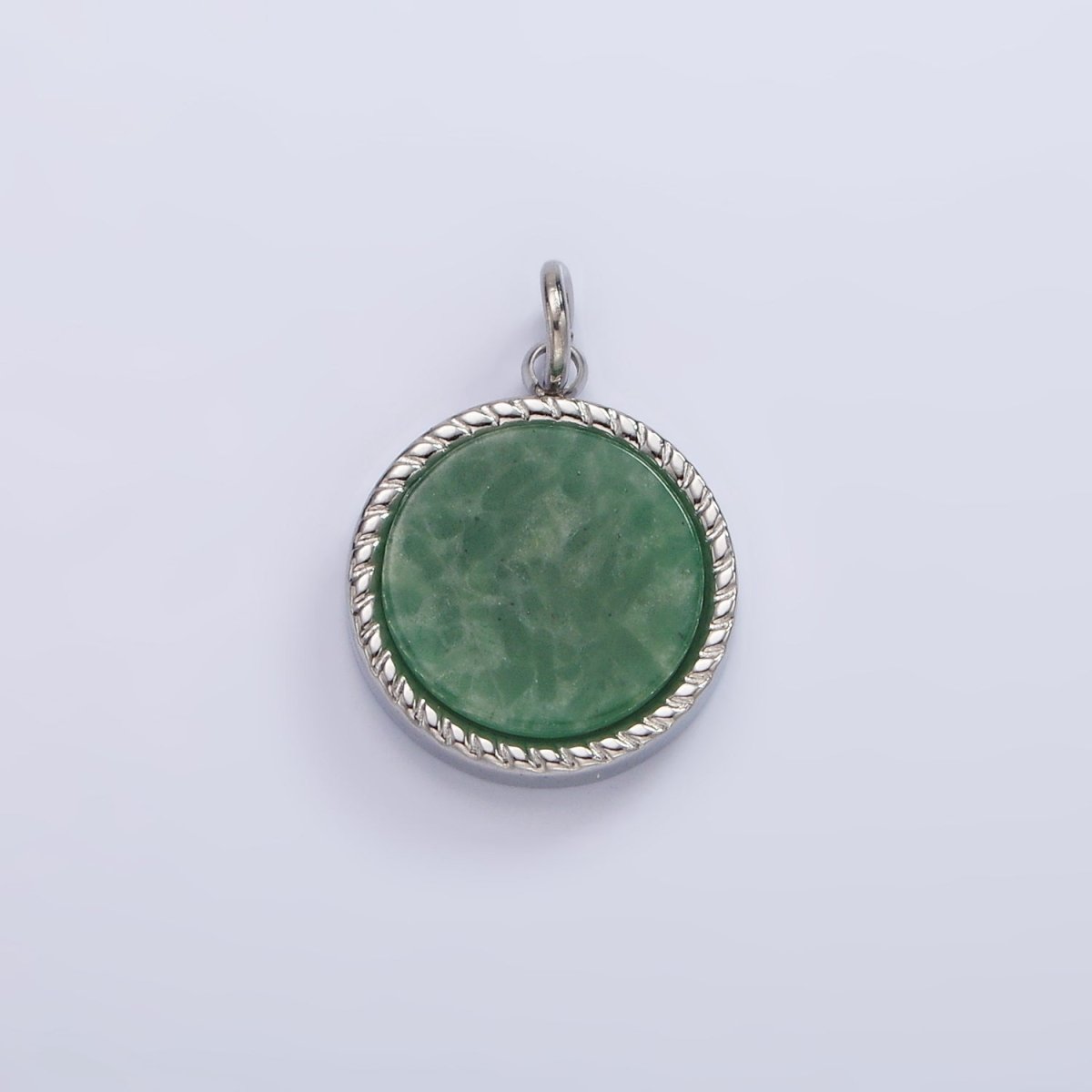 Stainless Steel Lapis Lazuli, Sunstone, Zoisite, Tourmaline, Aventurine Braided Round Charm in Gold & Silver | P-698 ~P-707