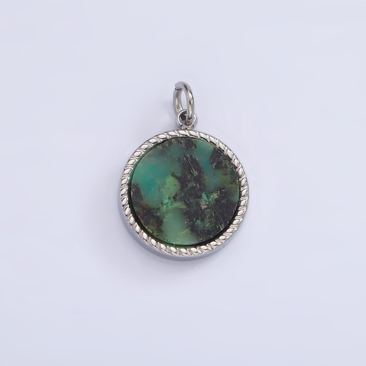 Stainless Steel Lapis Lazuli, Sunstone, Zoisite, Tourmaline, Aventurine Braided Round Charm in Gold & Silver | P-698 ~P-707