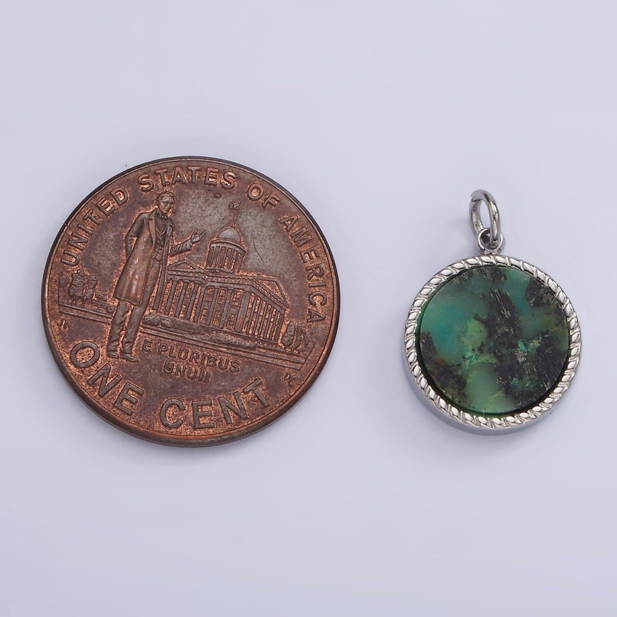 Stainless Steel Lapis Lazuli, Sunstone, Zoisite, Tourmaline, Aventurine Braided Round Charm in Gold & Silver | P-698 ~P-707