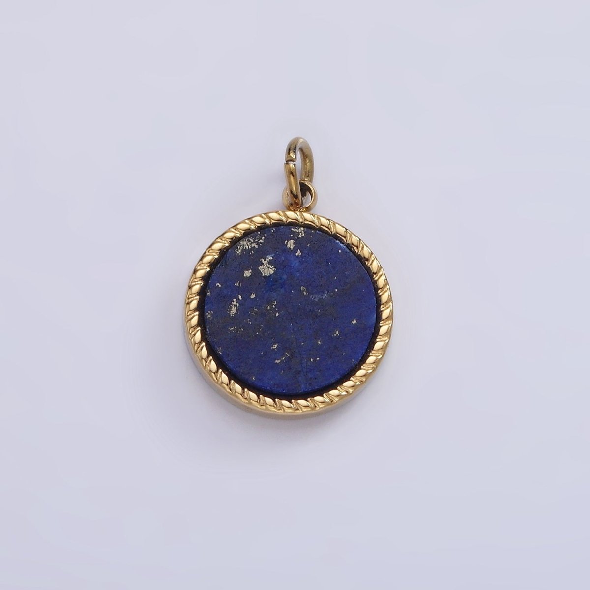 Stainless Steel Lapis Lazuli, Sunstone, Zoisite, Tourmaline, Aventurine Braided Round Charm in Gold & Silver | P-698 ~P-707