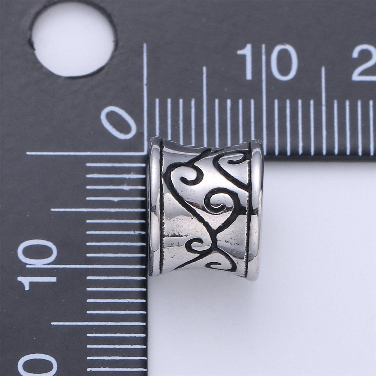 Stainless Steel Large Hole Wave Pattern Spacer Bead, for DIY Jewelry Making European Charms Beaded Bracelet, Bead Size 11x9mm Hole 4mm B-448
