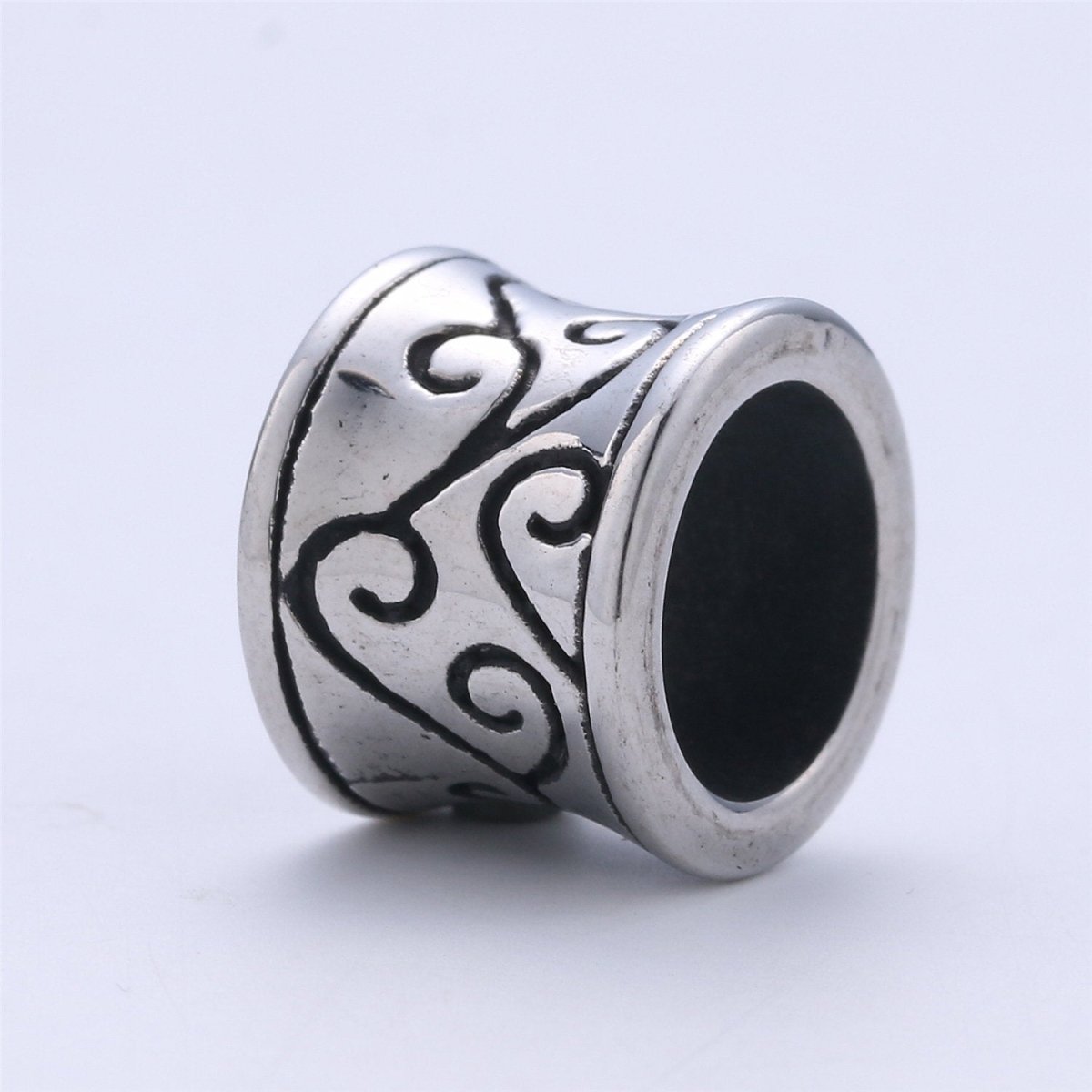 Stainless Steel Large Hole Wave Pattern Spacer Bead, for DIY Jewelry Making European Charms Beaded Bracelet, Bead Size 11x9mm Hole 4mm B-448