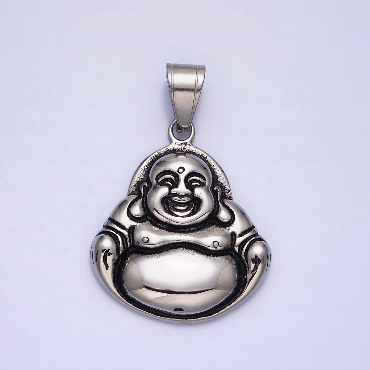 Stainless Steel Laughing Spiritual Buddha Pendant in Gold & Silver | P1103