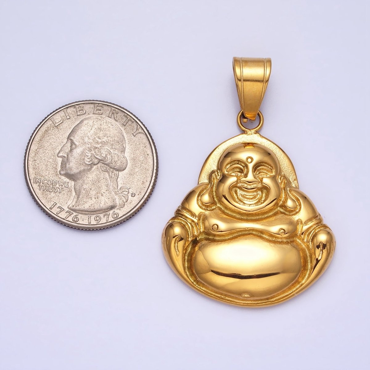 Stainless Steel Laughing Spiritual Buddha Pendant in Gold & Silver | P1103
