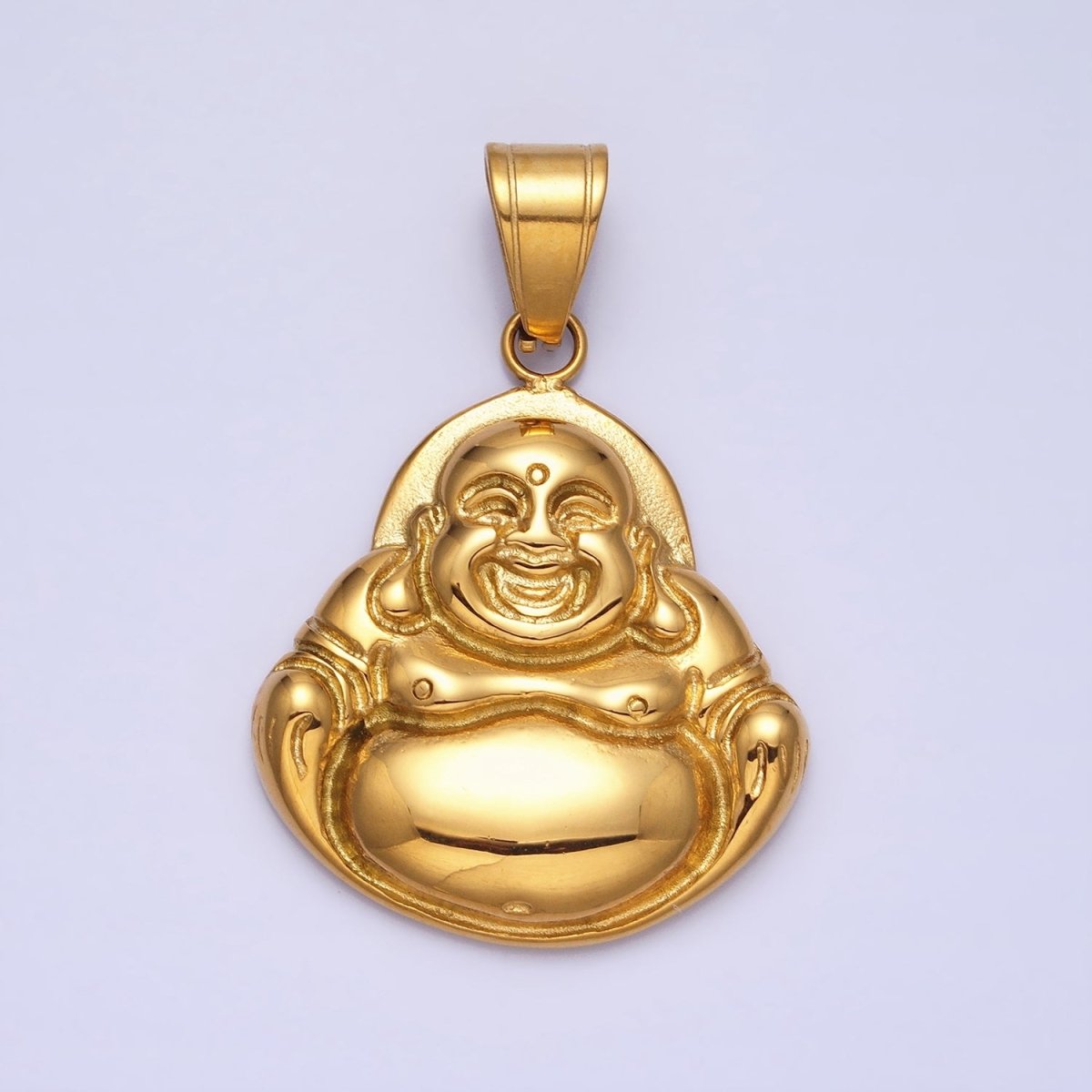 Stainless Steel Laughing Spiritual Buddha Pendant in Gold & Silver | P1103