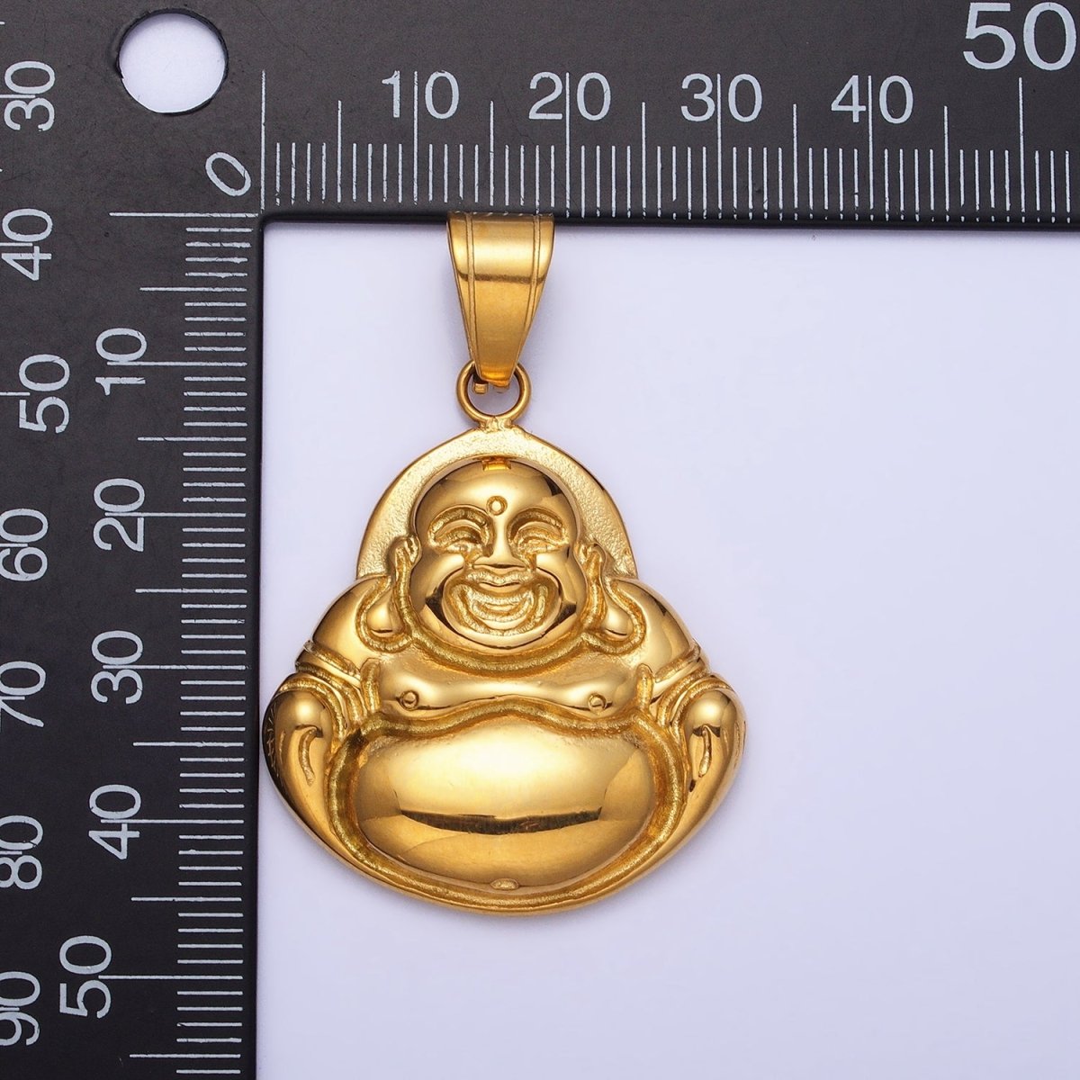 Stainless Steel Laughing Spiritual Buddha Pendant in Gold & Silver | P1103