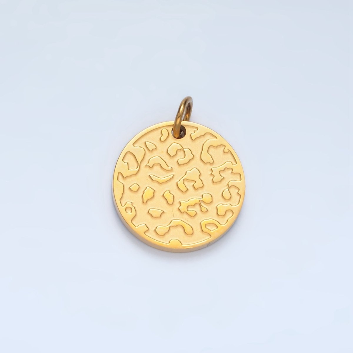 Stainless Steel Animal Cheetah Print Round Charm in Gold & Silver | P638