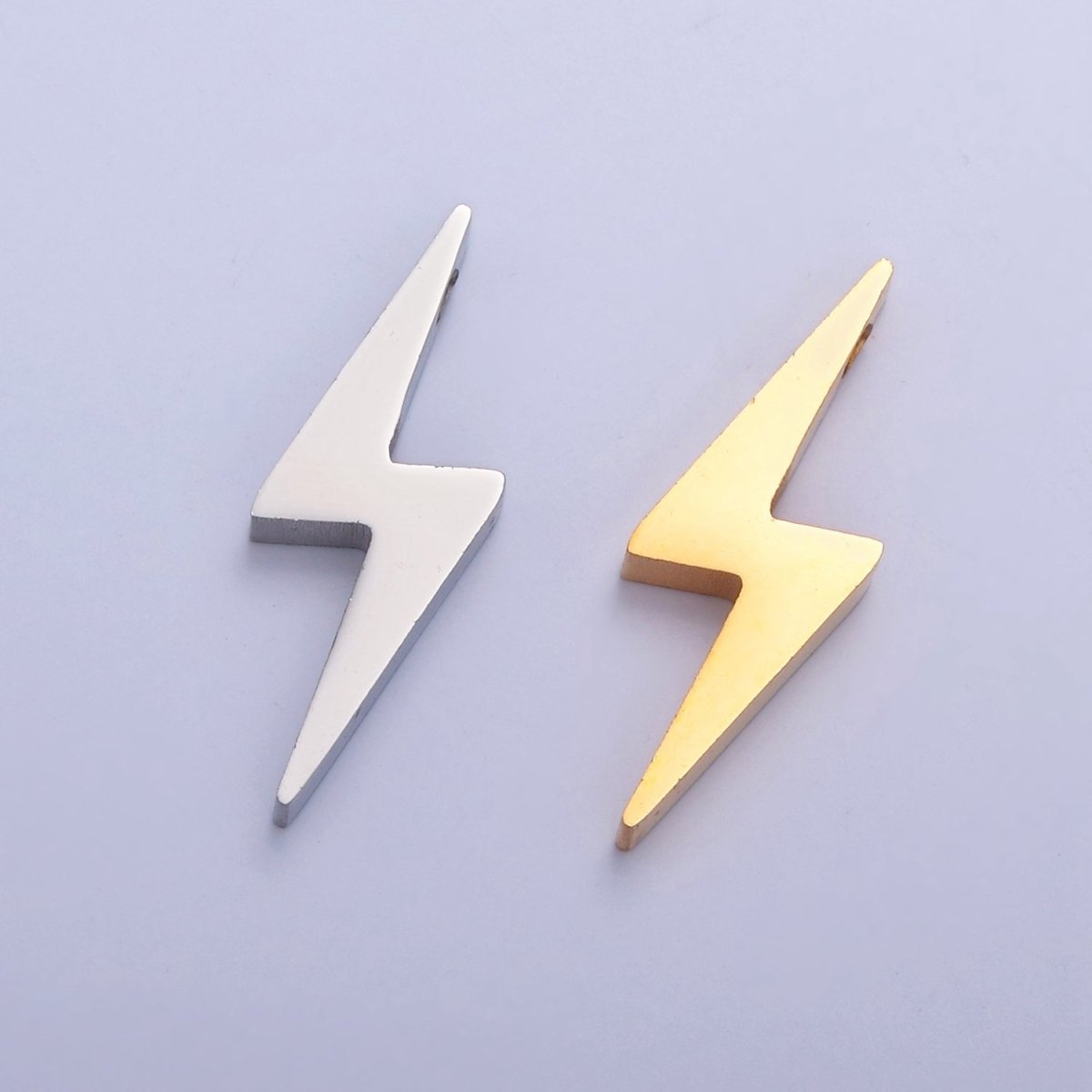 Stainless Steel Lightning Bolt Bead, Minimalist 23mmx8.3mm Thunderbolt Bead Jewelry Component For Jewelry Making W-837 W-838