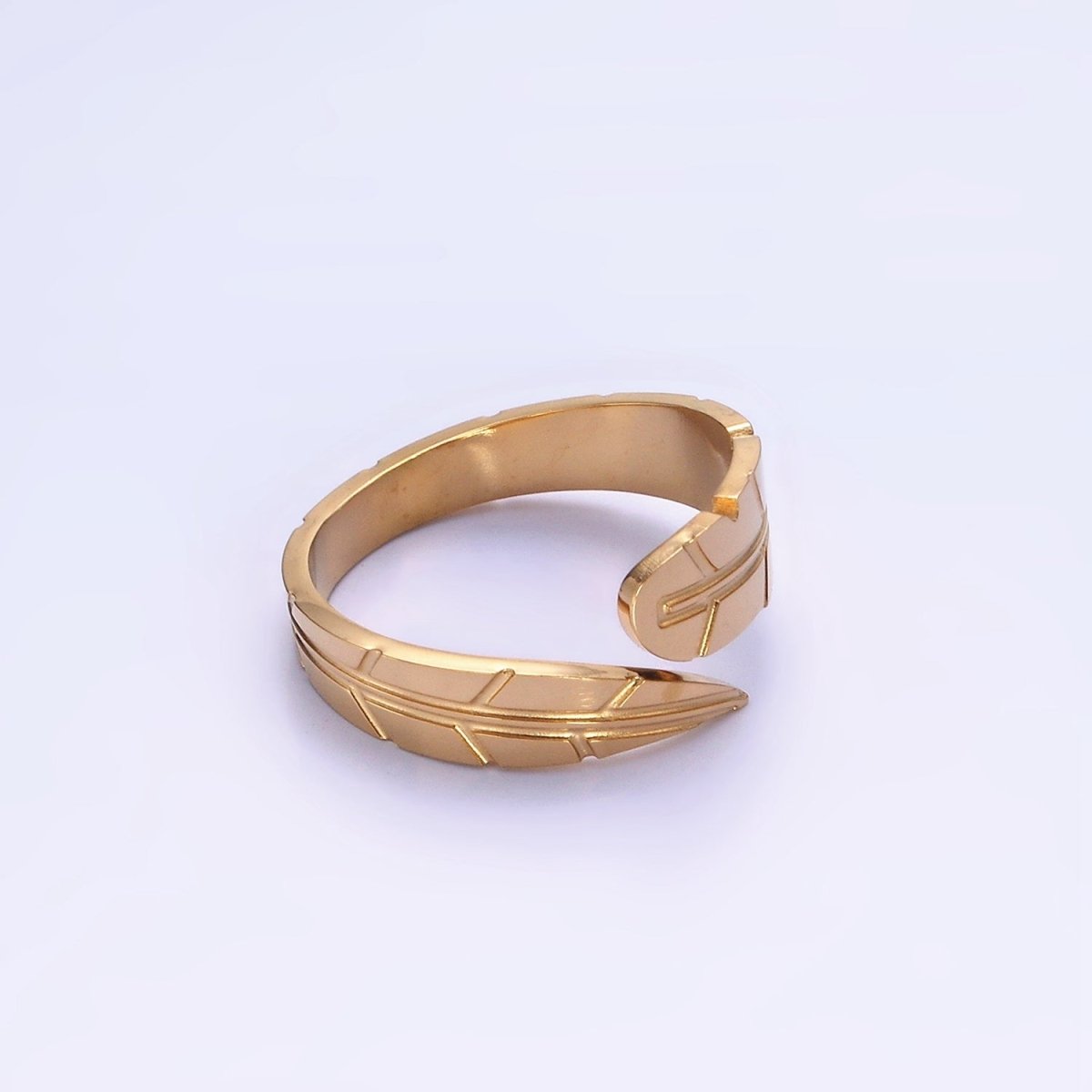 OS Stainless Steel Lined Leaf Nature Minimalist Wrap Ring | O1284