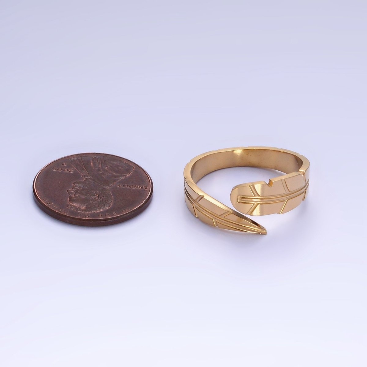 OS Stainless Steel Lined Leaf Nature Minimalist Wrap Ring | O1284