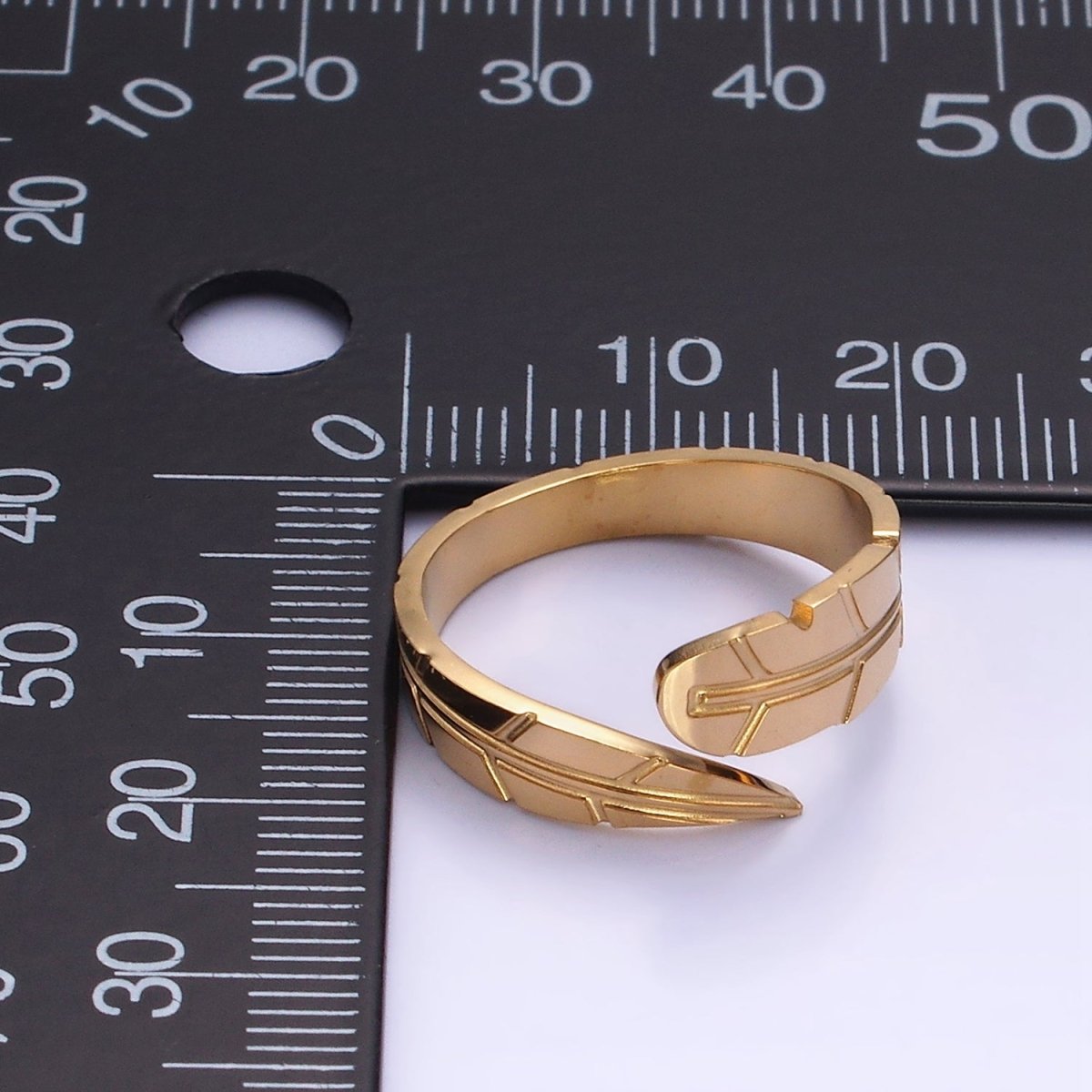 OS Stainless Steel Lined Leaf Nature Minimalist Wrap Ring | O1284