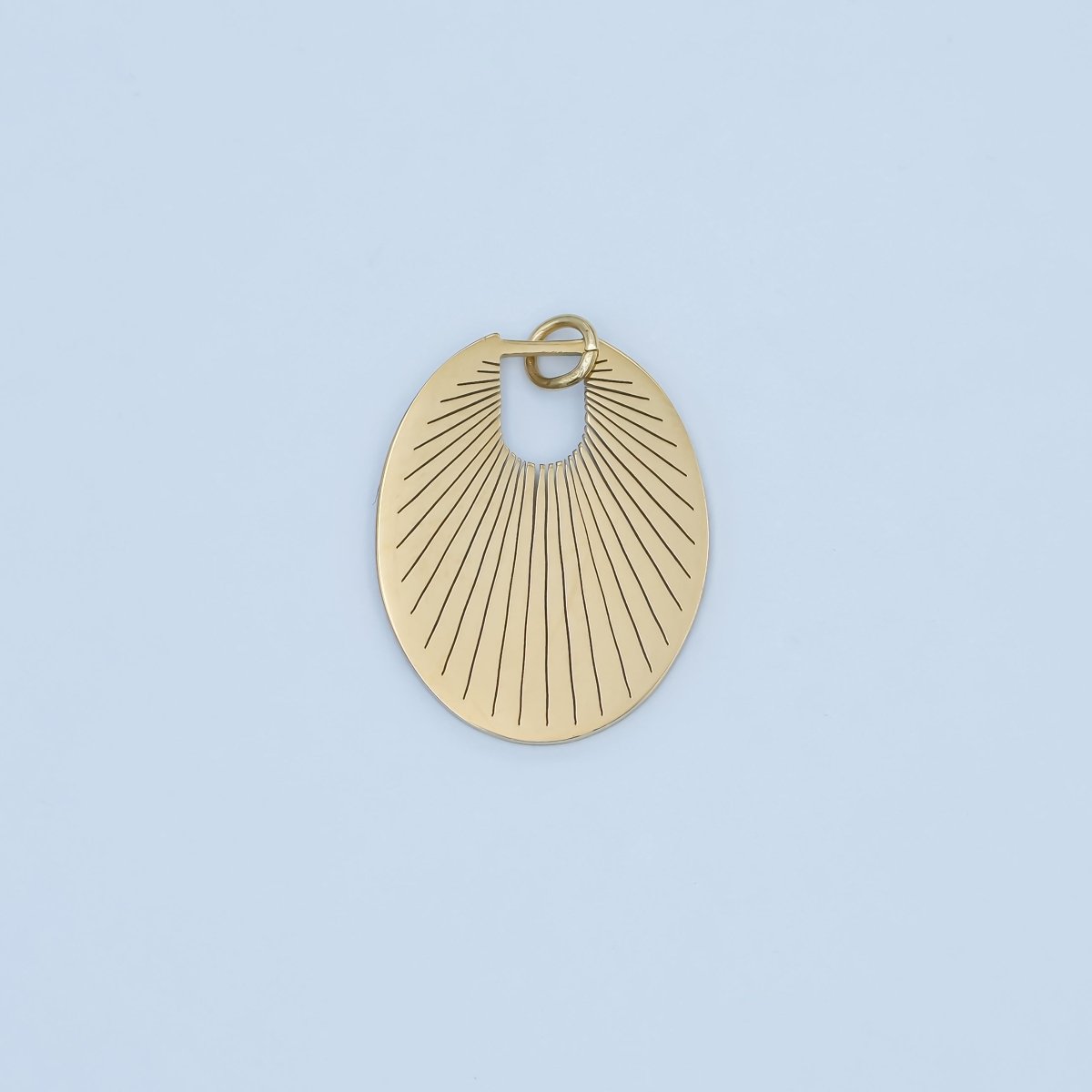 Stainless Steel Lined Sunburst Oval Charm | P589 - DLUXCA