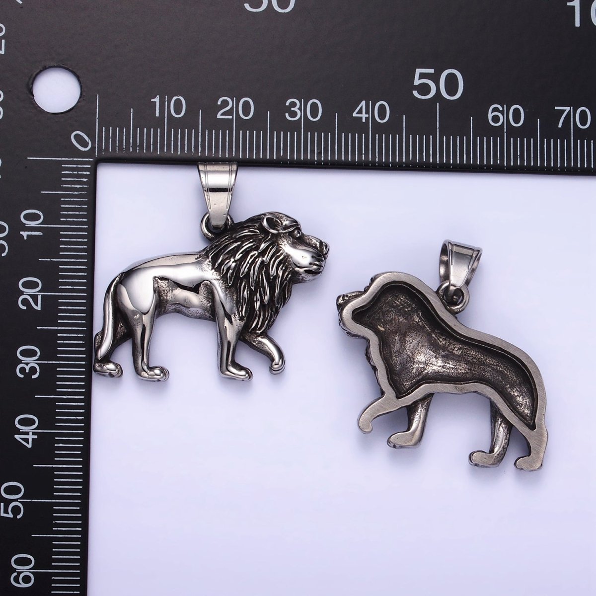 Stainless Steel Lion Safari Animal Oxidized Silver Pendant | P1455