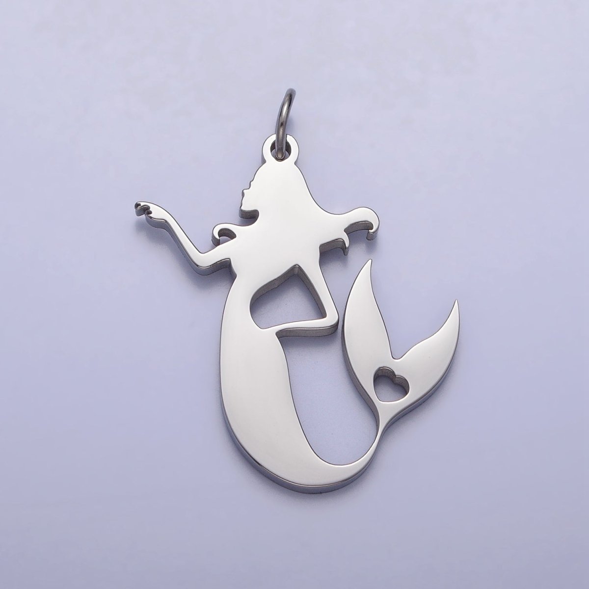 Stainless Steel Little Sea Mermaid Silhouette Charm in Gold & Silver | P884