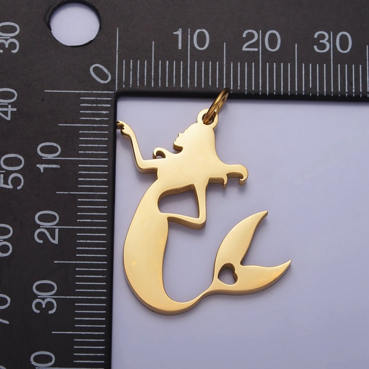 Stainless Steel Little Sea Mermaid Silhouette Charm in Gold & Silver | P884