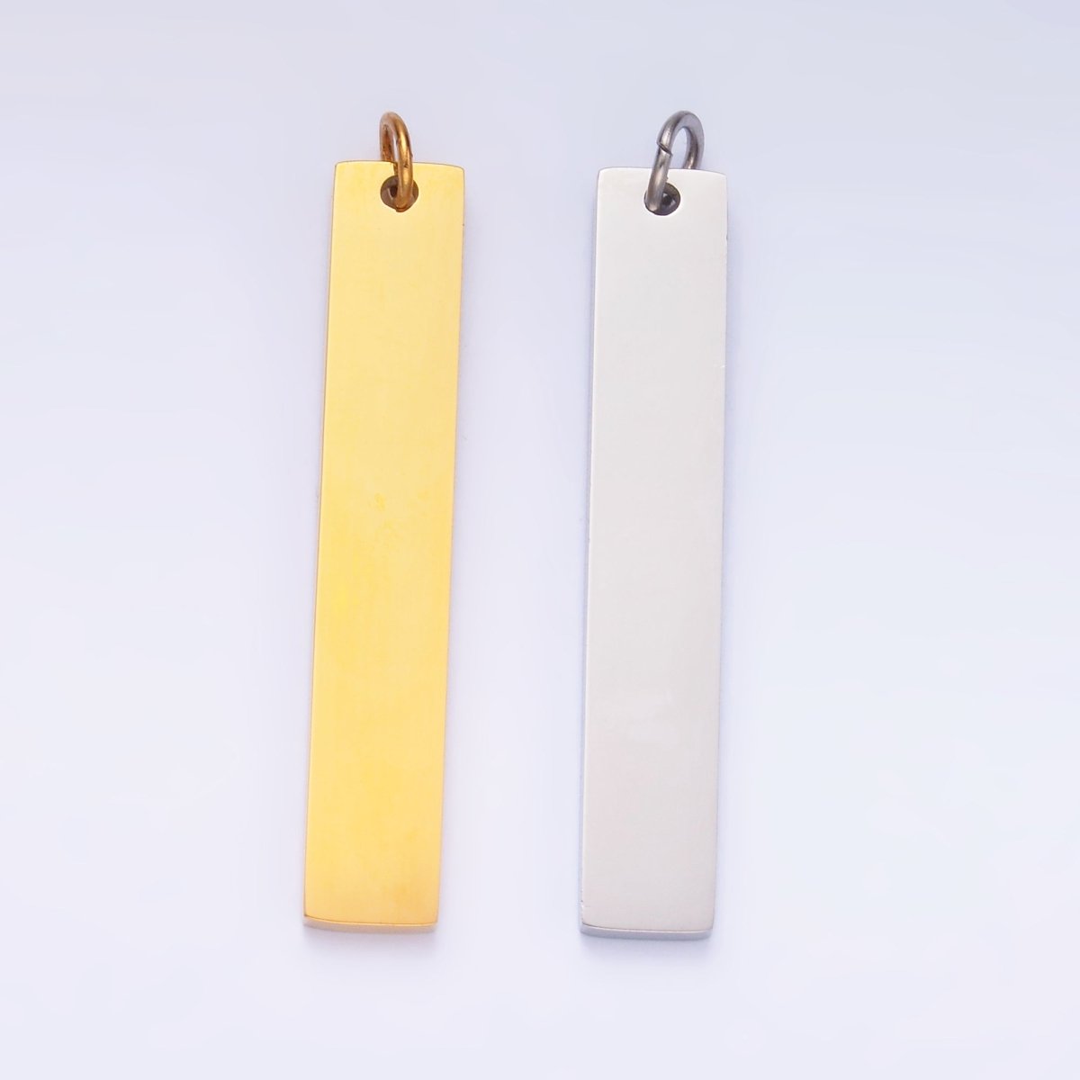 Stainless Steel Long Minimalist Geometric Rectangle Charm in Gold & Silver | P714