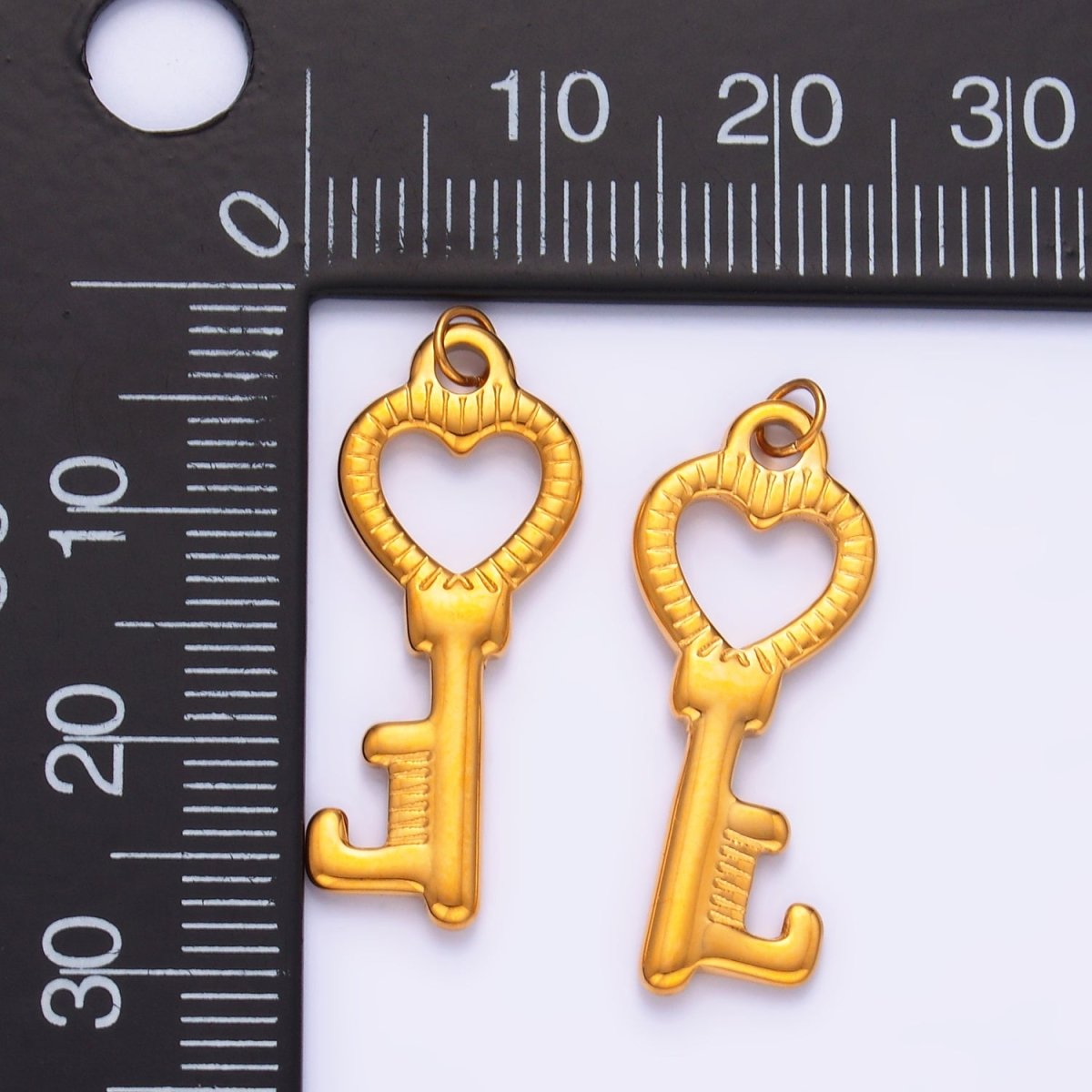 Stainless Steel Love Heart Key Mini Charm | P789 - DLUXCA