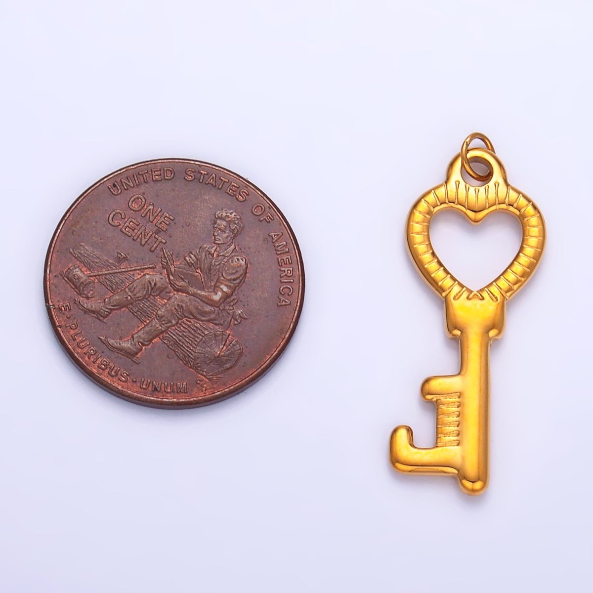 Stainless Steel Love Heart Key Mini Charm | P789 - DLUXCA