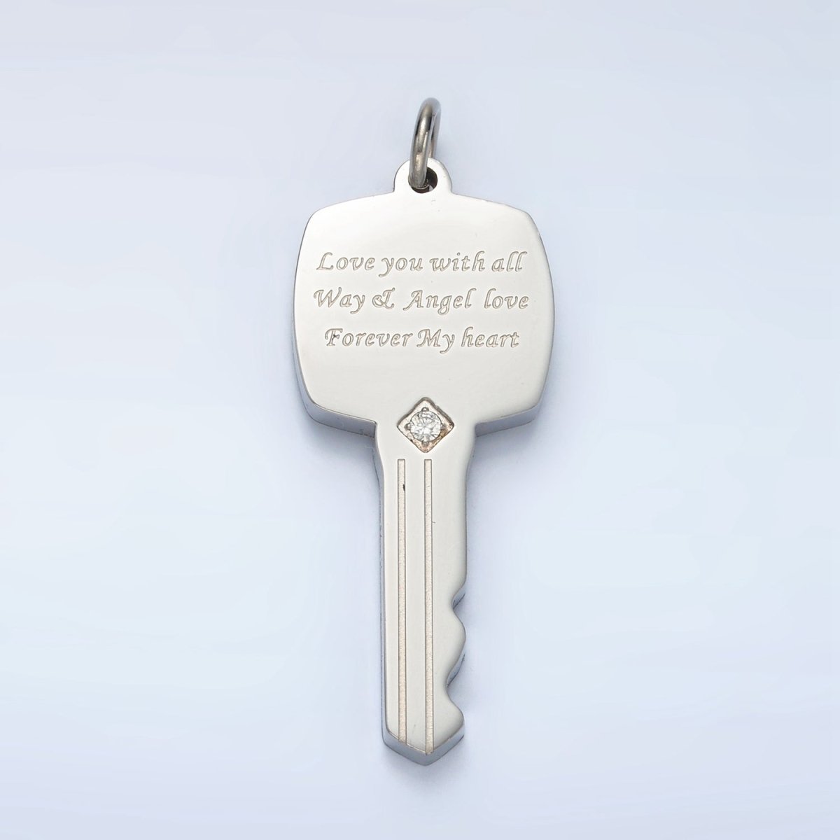 Stainless Steel Love Script CZ Key Charm | P1021 - DLUXCA