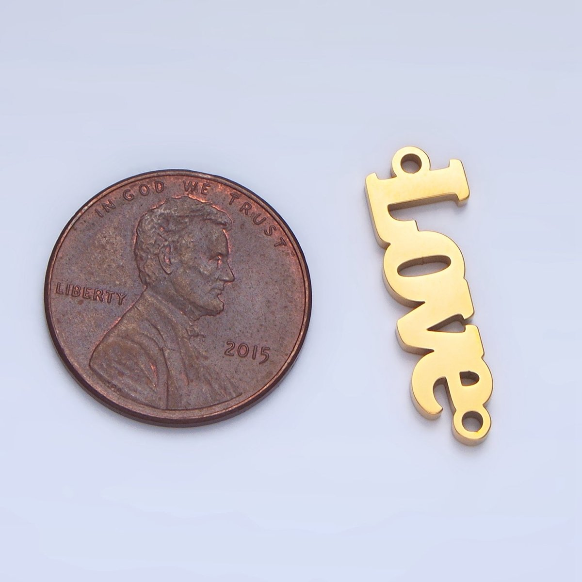 Stainless Steel "Love" Script Minimalist Connector in Gold & Silver | F268