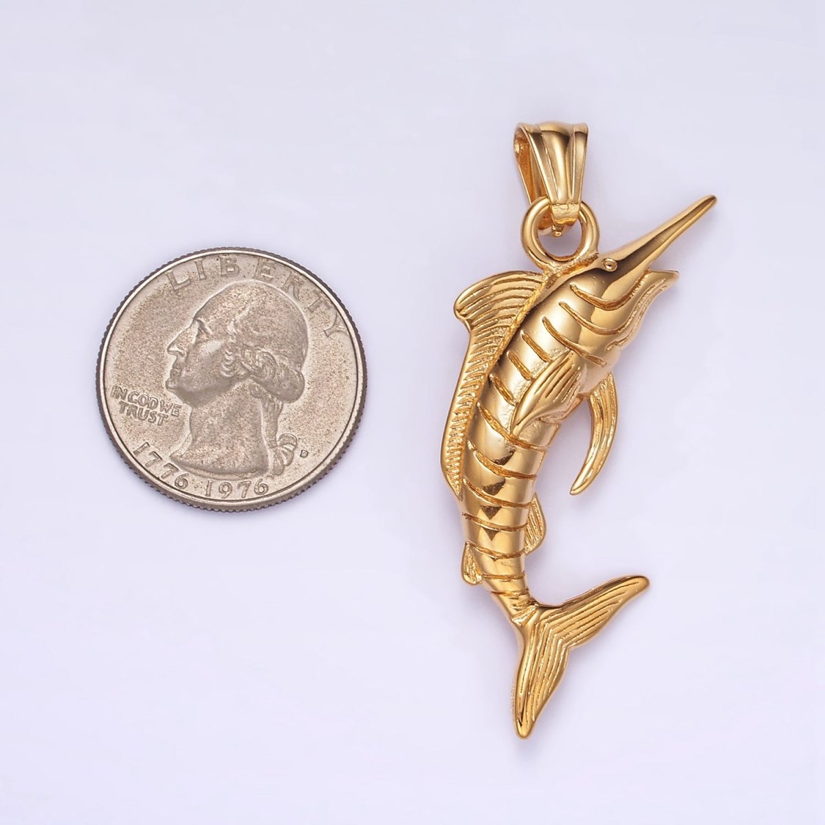 Stainless Steel Marlin Fish Charms Pendant in Gold & Silver | P1441