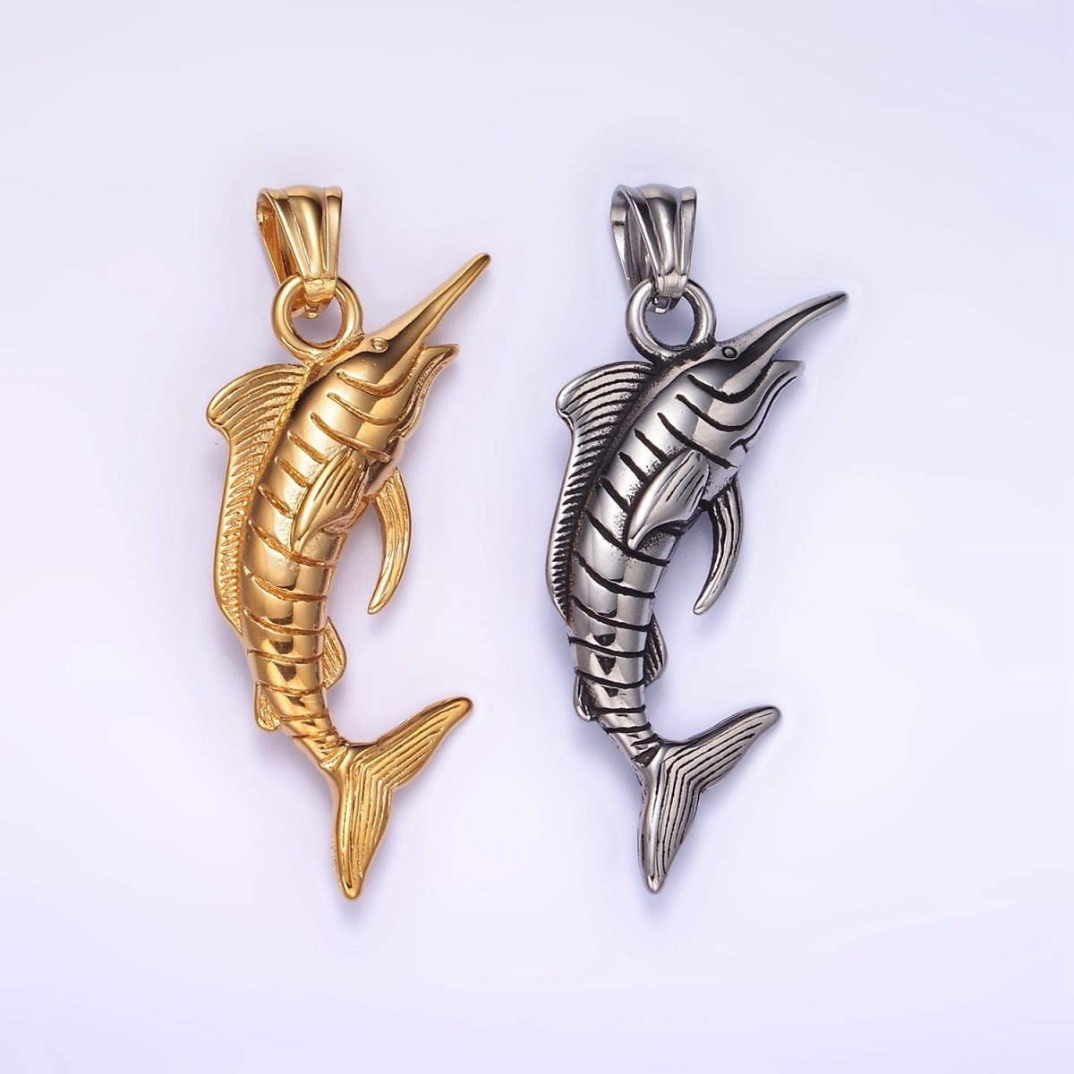 Stainless Steel Marlin Fish Charms Pendant in Gold & Silver | P1441
