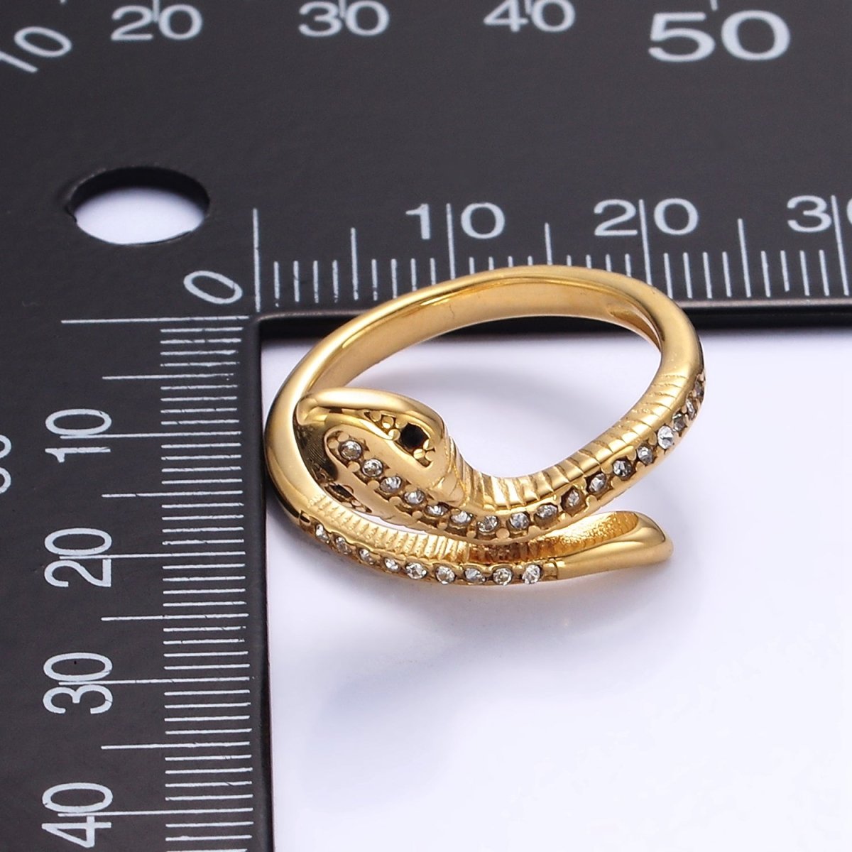 Stainless Steel Micro Paved CZ Serpent Snake Wrap Ring | U044 U045