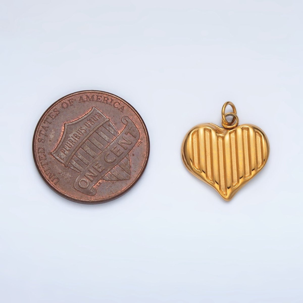 Stainless Steel Mini Bar Lined Heart Charm | P1046 - DLUXCA