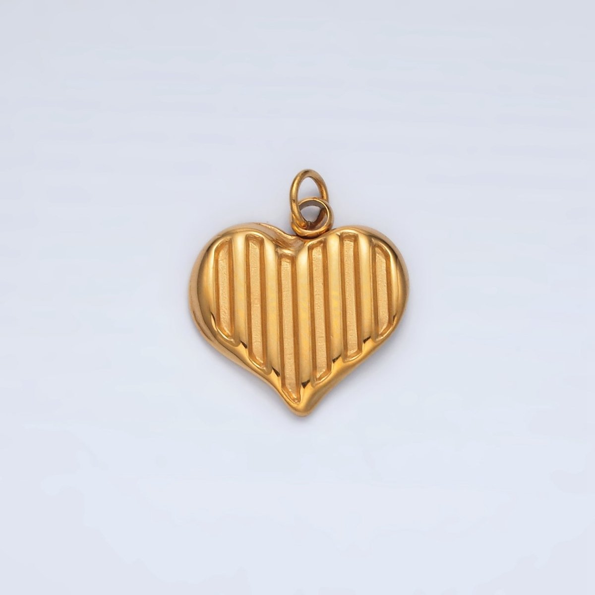 Stainless Steel Mini Bar Lined Heart Charm | P1046 - DLUXCA