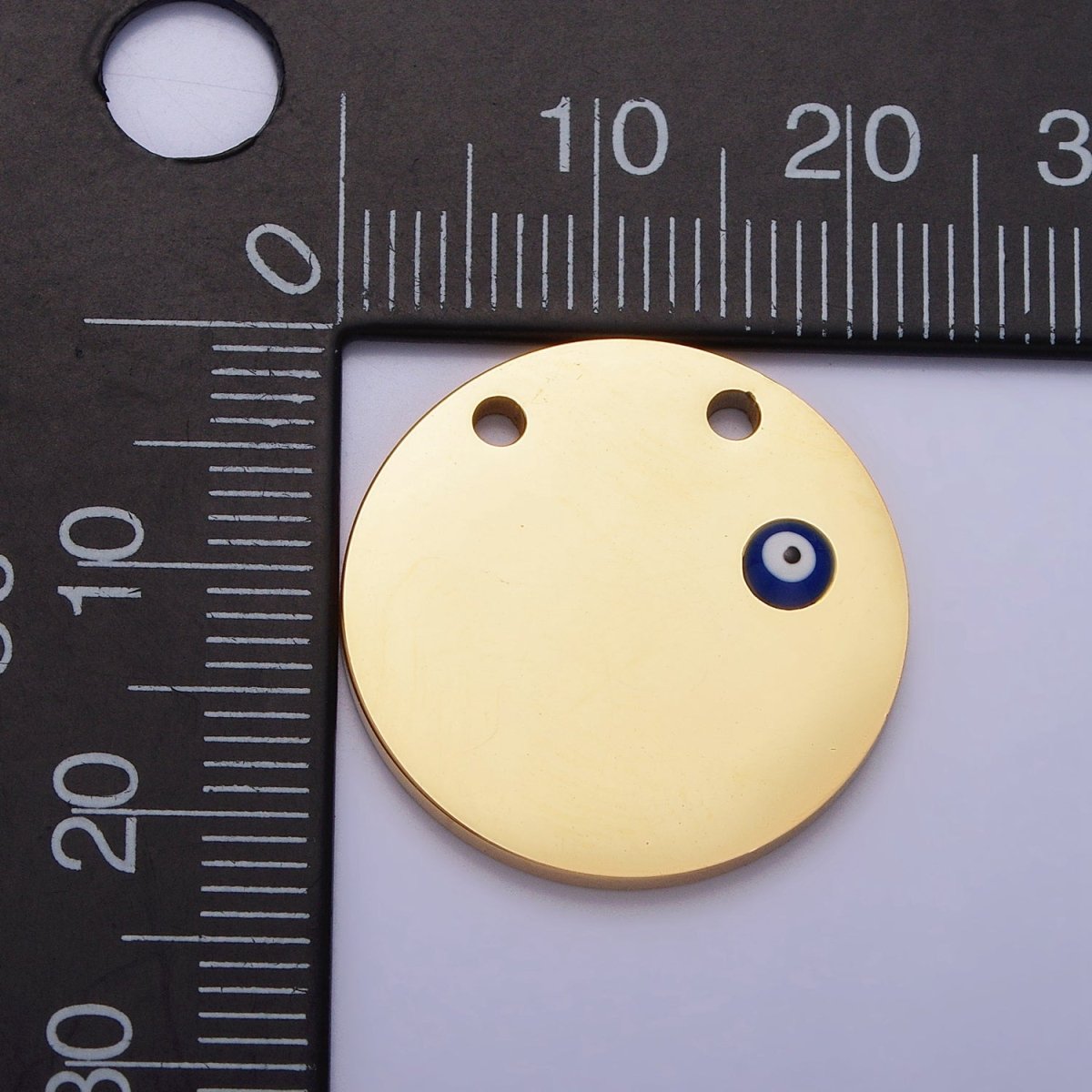 Stainless Steel Mini Evil Eye Round Disc Charm in Gold & Silver | P885