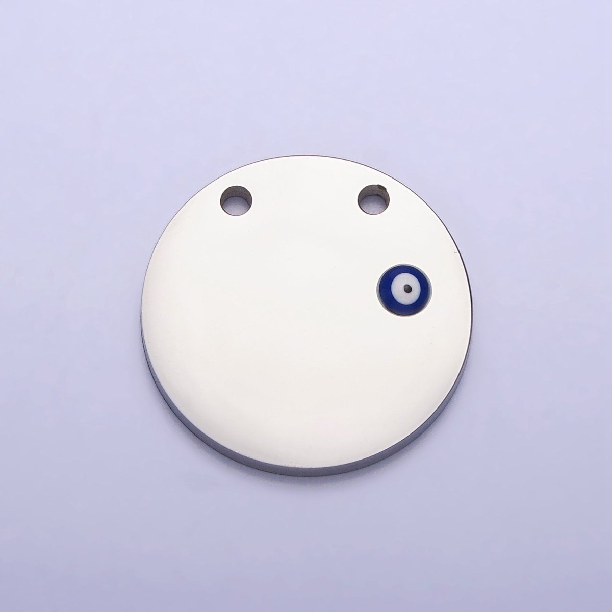 Stainless Steel Mini Evil Eye Round Disc Charm in Gold & Silver | P885