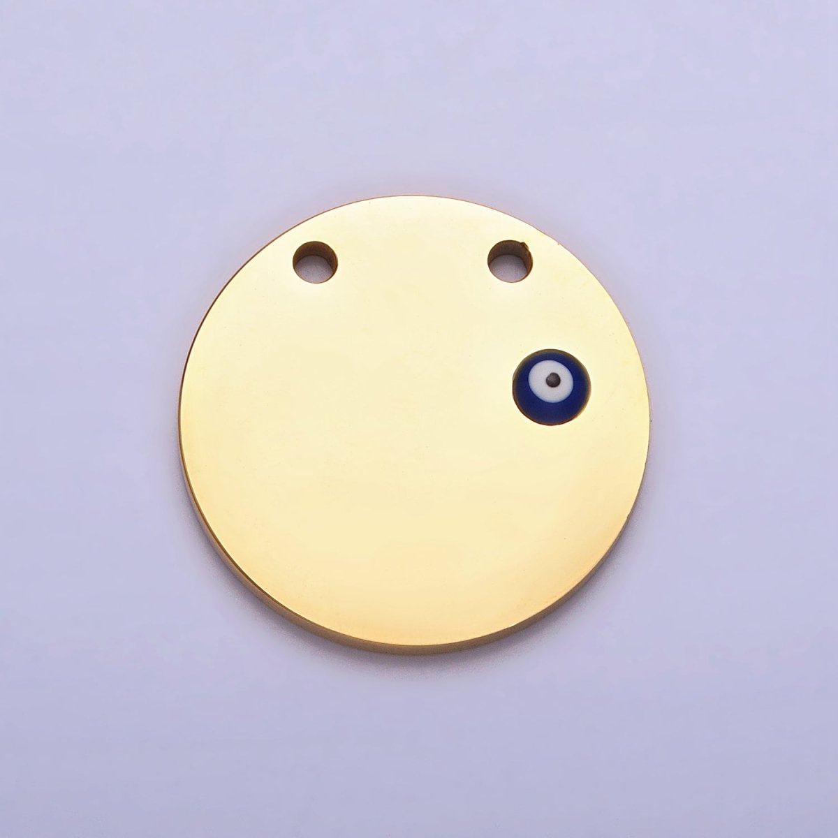 Stainless Steel Mini Evil Eye Round Disc Charm in Gold & Silver | P885